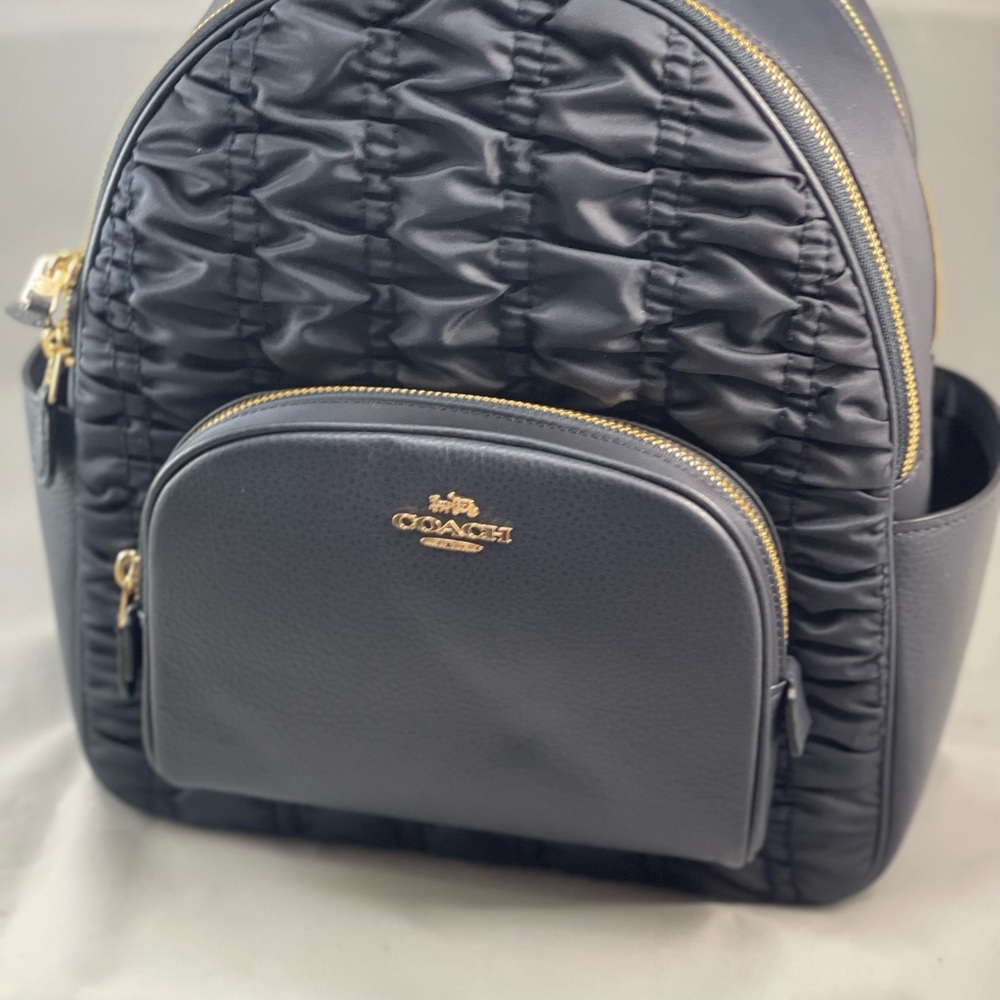 Coach Court Bawck Ruching Black Midnight / Gold